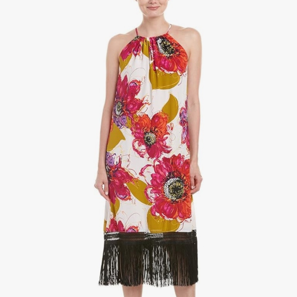 Trina Turk Vivianna Silk Fringe Dress